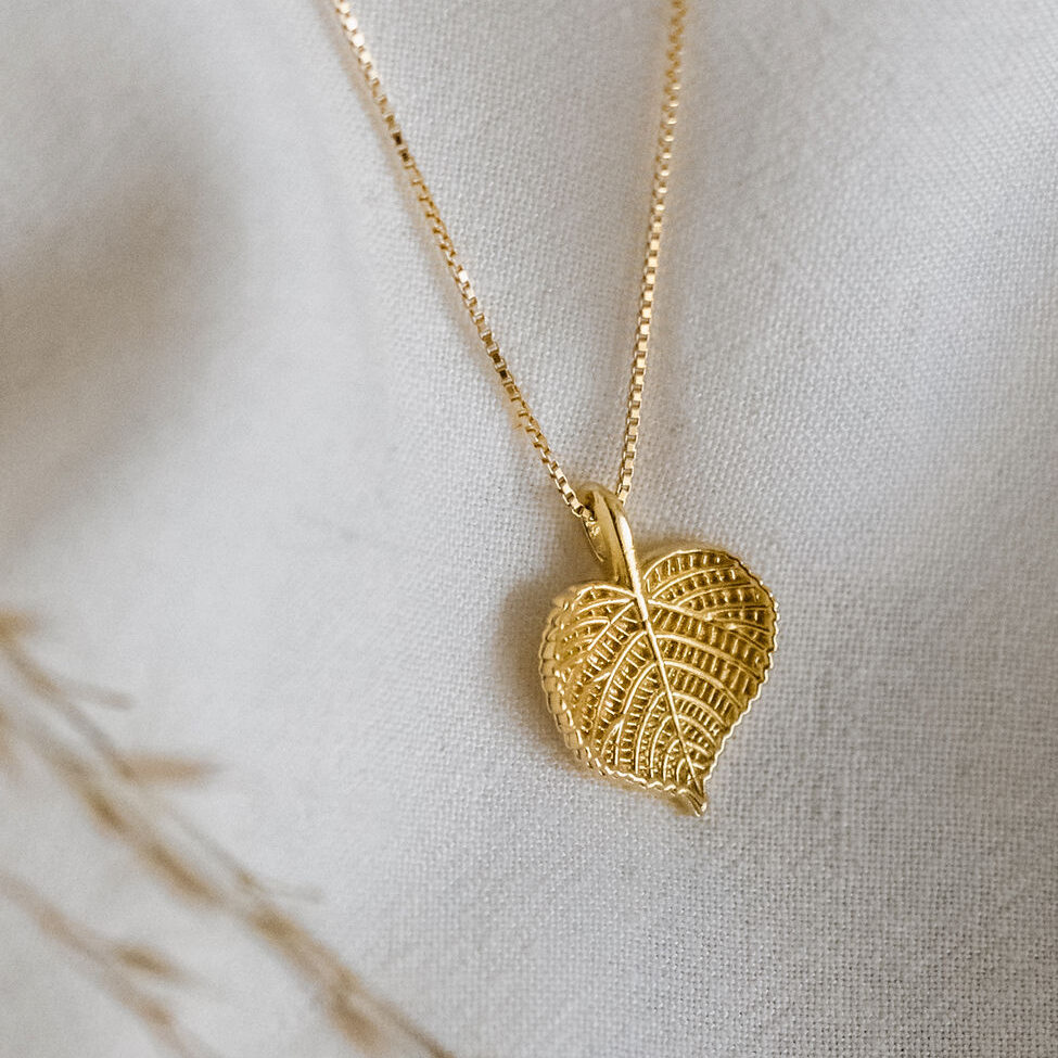 Vergoldete Halskette Lindenblatt Vergoldete Halskette Lindenblatt – Bild 1