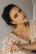 Silbernes Set LINDENBLATT - hängende Ohrringe und Halskette – Bild 3